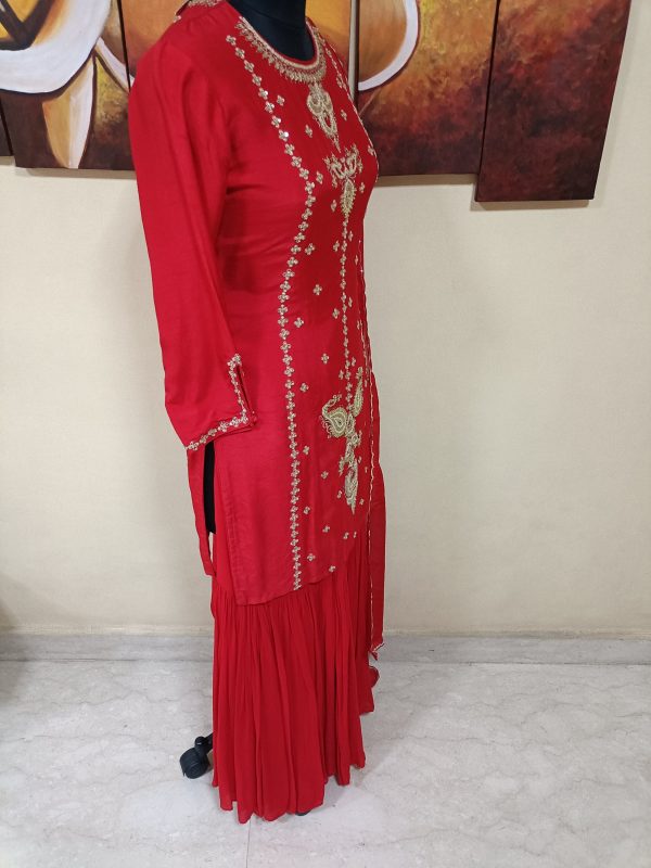 Kurti Sharara with Dupatta.  Hand Embroidery - Image 3