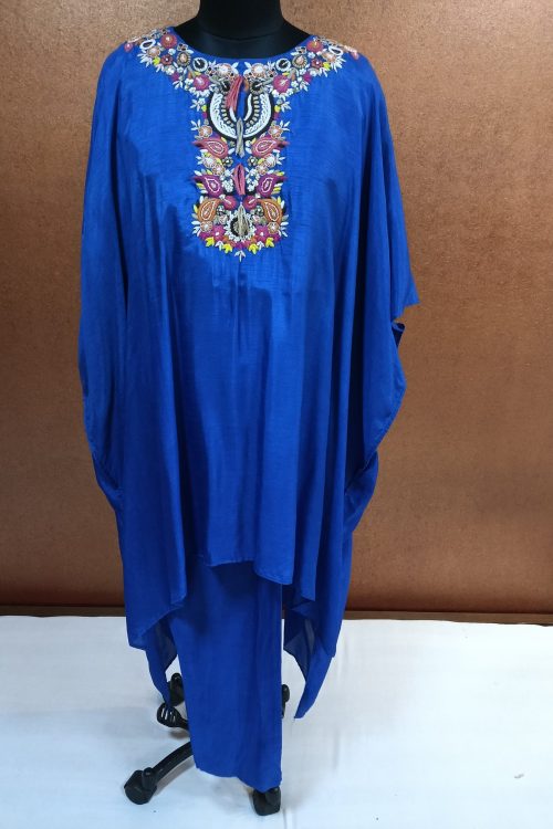 Label T2 Designer Kaftan with Pant. Hand embroidery