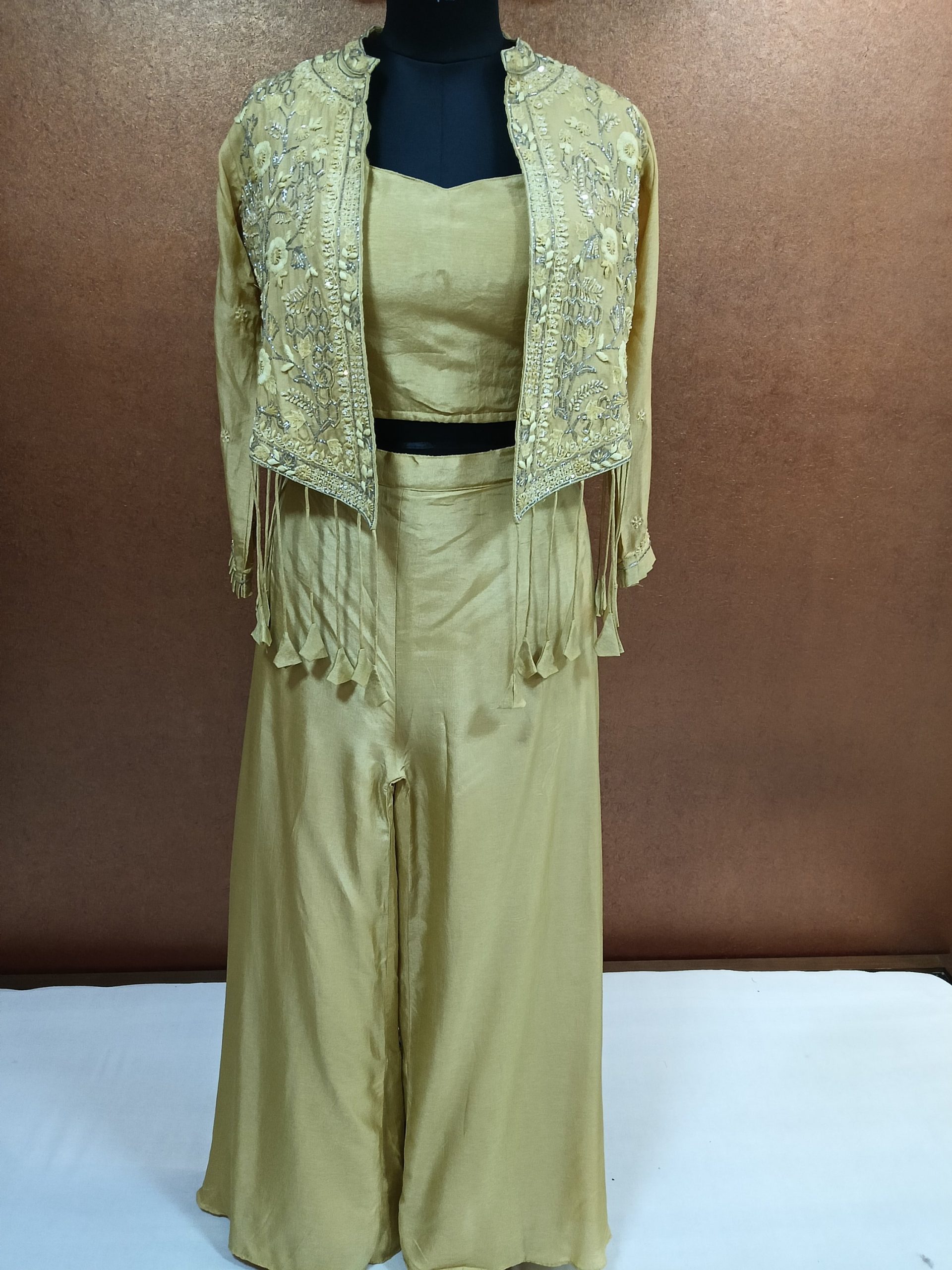 Label T2 Designer Jacket,Bustair with Plazo