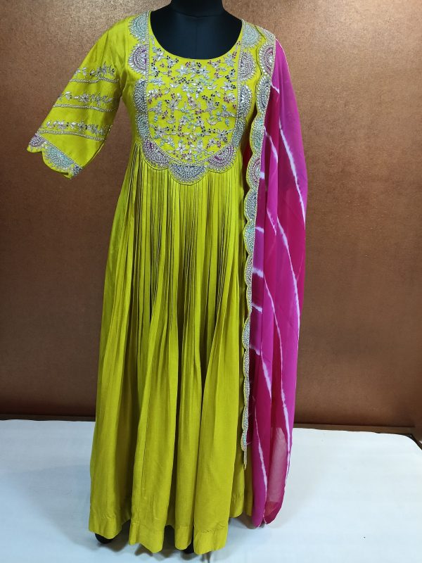 Label T2 Designer Gown with Dupatta. Hand Work