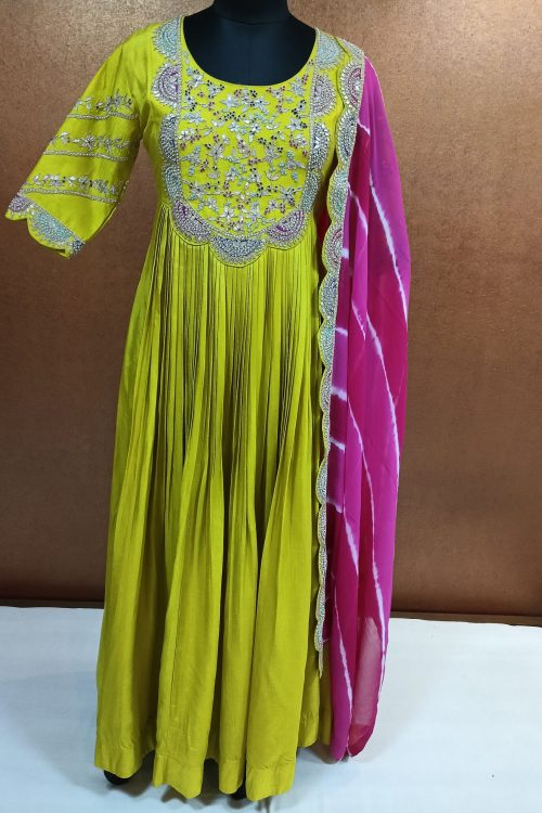 Label T2 Designer Gown with Dupatta. Hand Work