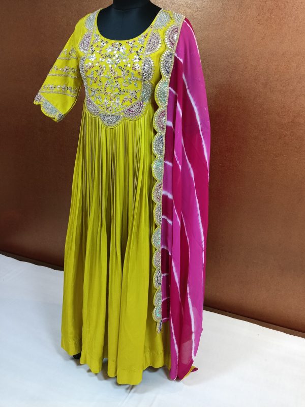 Label T2 Designer Gown with Dupatta. Hand Work - Image 2