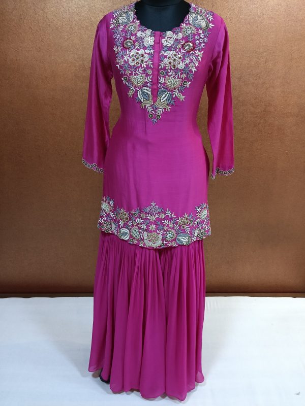 Label T2 Designer Kurti, Sharara with Dupatta. Heavy Hand work - Image 2