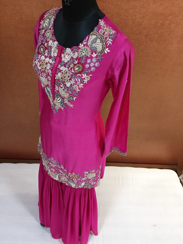 Label T2 Designer Kurti, Sharara with Dupatta. Heavy Hand work - Image 3
