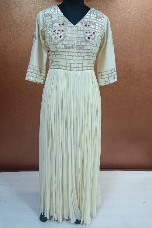 Label T2 Designer Gown. Beautiful Hand Embroidery