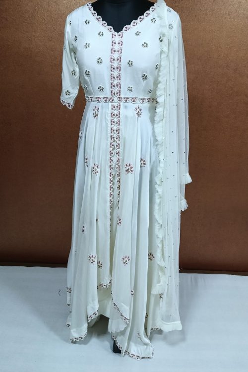 Label T2 Designer Gown, Pant with Dupatta. Exclusive Hand Embroidery