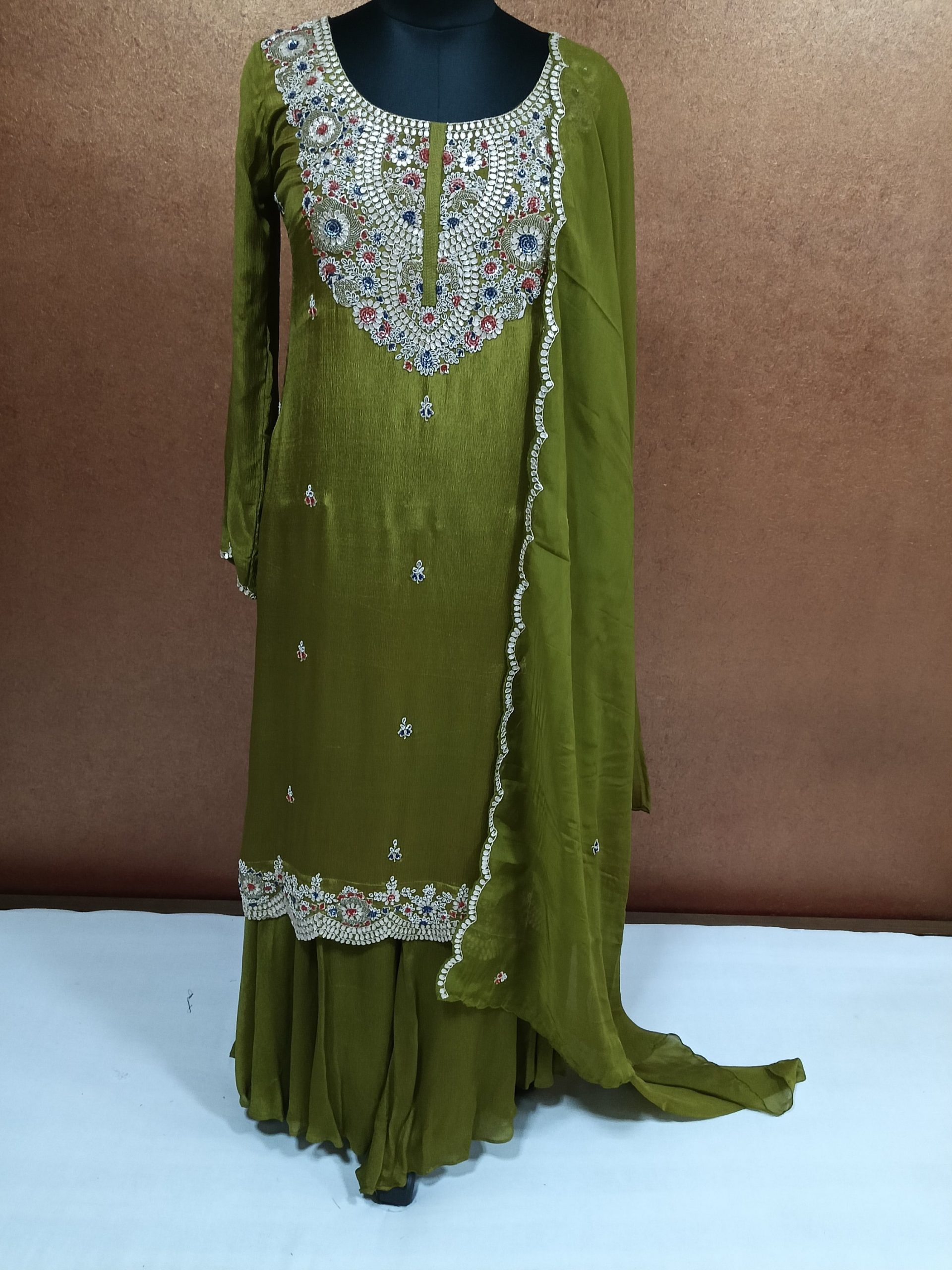 Label T2 Designer Kurti Plazo with Dupatta. Hand Work