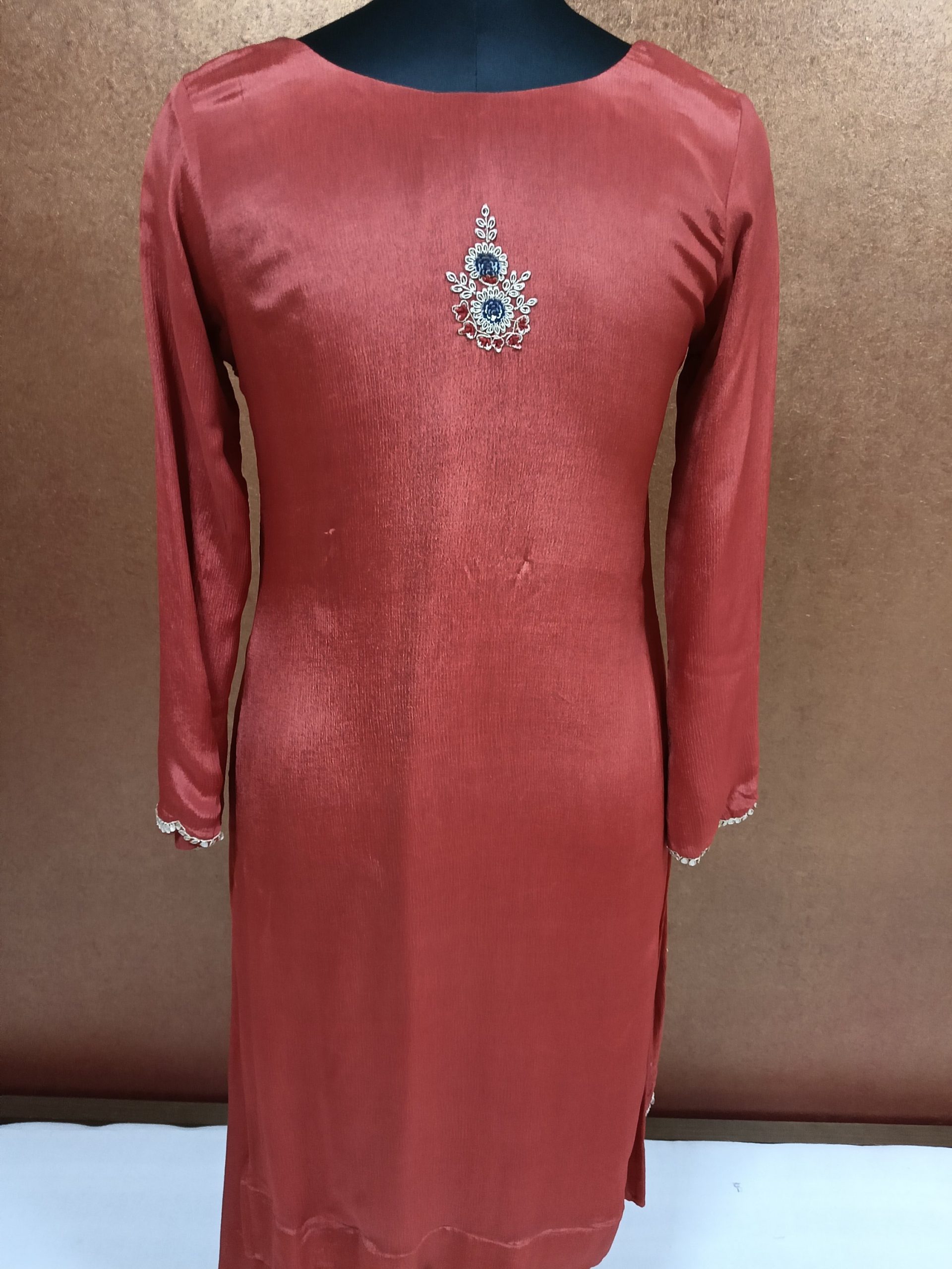 Label T2 Designer Kurti Plazo Dupatta Hand Work on kurti and Dupatta - Image 3