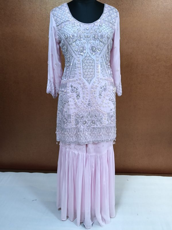 Label T2 Designer Kurti Sharara with Dupatta. Heavy Hand Embroidery - Image 3
