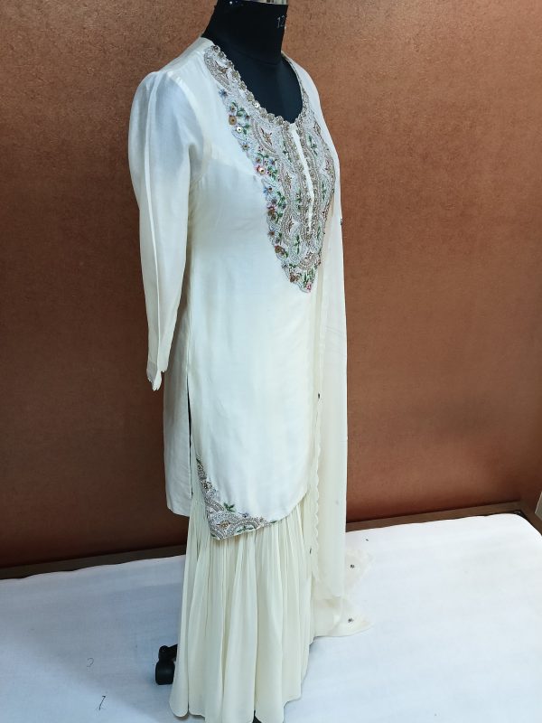 Label T2 Designer Kurti Sharara with Dupatta. Exclusive Hand Embroidery - Image 2