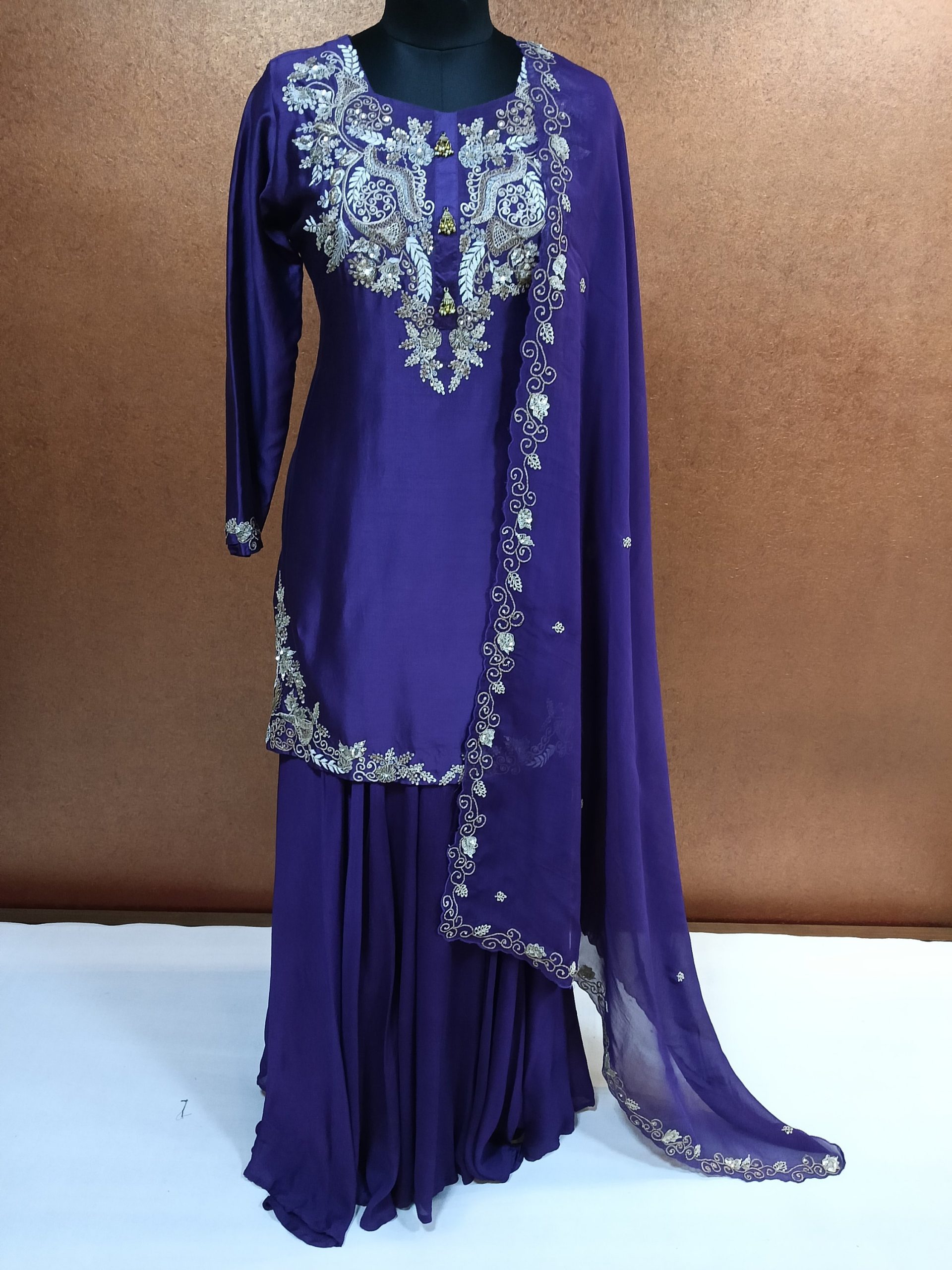 Exclusive Label T2 Designer Kurti Plazo with Dupatta. Exclusive Full Zardozi Hand Embroidery