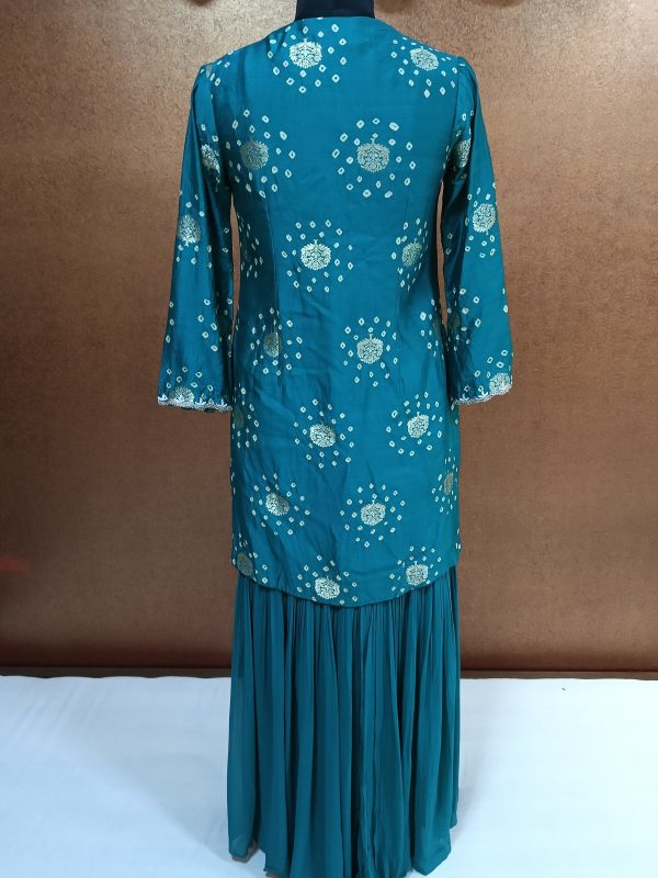 Label T2 Designer pure Bandhni Kurti Sharara with Dupatta. Exclusive Hand Embroidery - Image 4