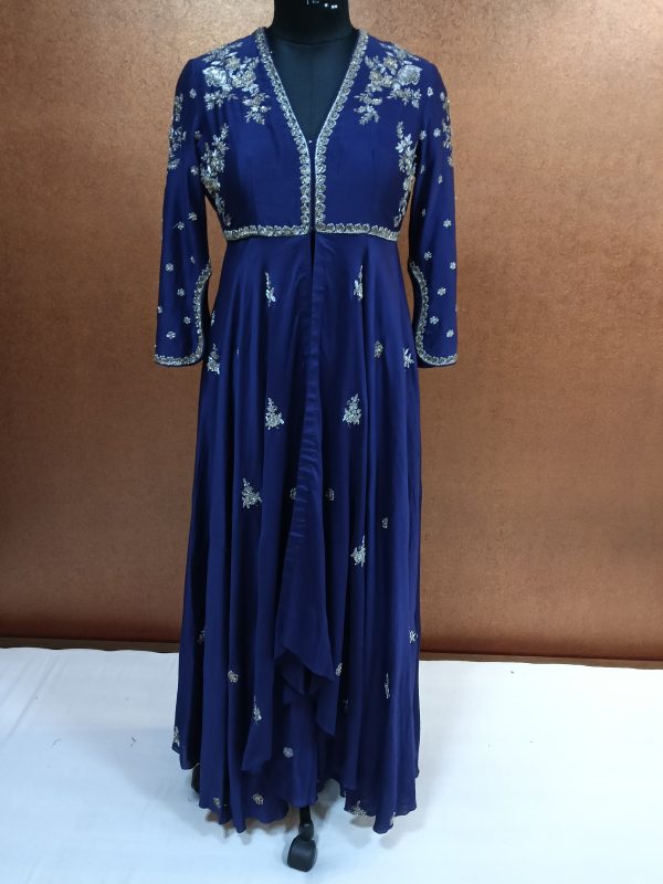 Label T2 Designer Gown. Heavy Zardozi Hand Embroidery
