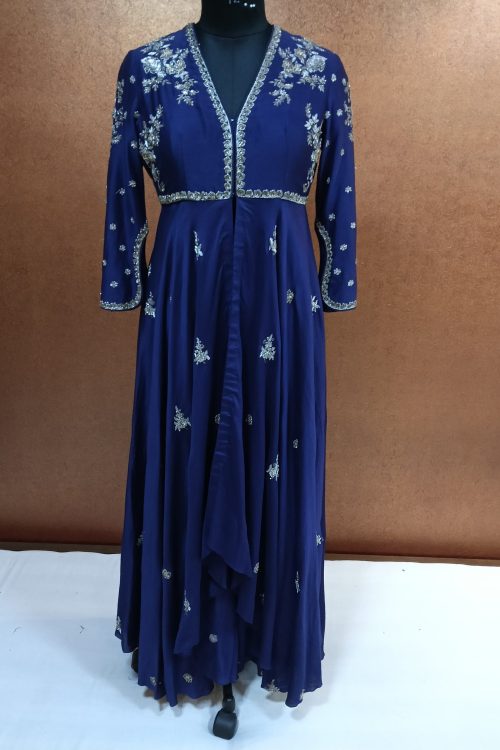 Label T2 Designer Gown. Heavy Zardozi Hand Embroidery