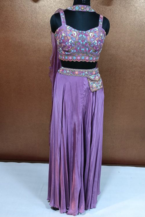Label T2 Designer Girlish Bustair,Urab Plazo with funky Dupatta. Pure Hand Embroidery