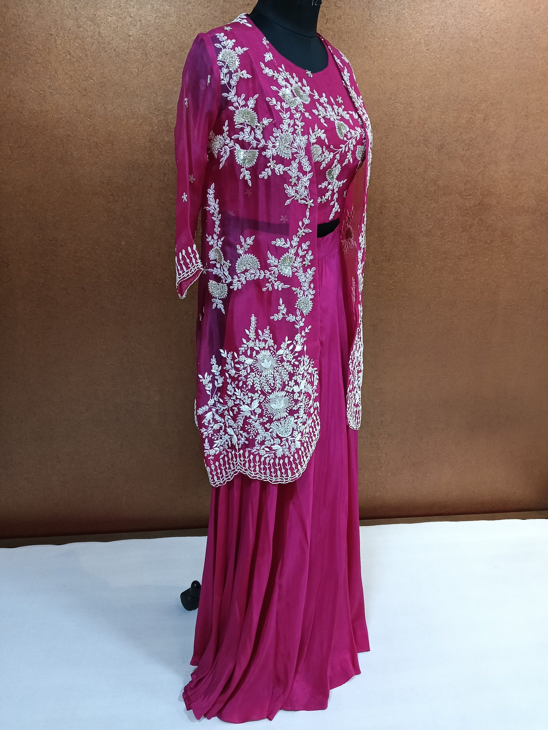 label T2 Designer Jacket Bustair with Plazo Full Hand Zardozi Embroidery - Image 2