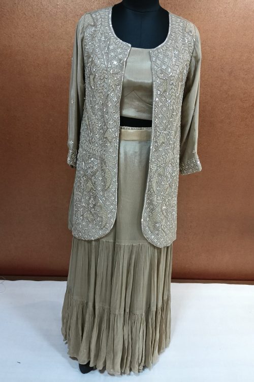 Jacket Bustair with Sharara. Heavy Hand Embroidery work