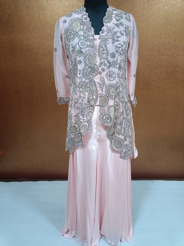 Label T2 Designer Jacket with Plazo: Heavy Hand Embroidery