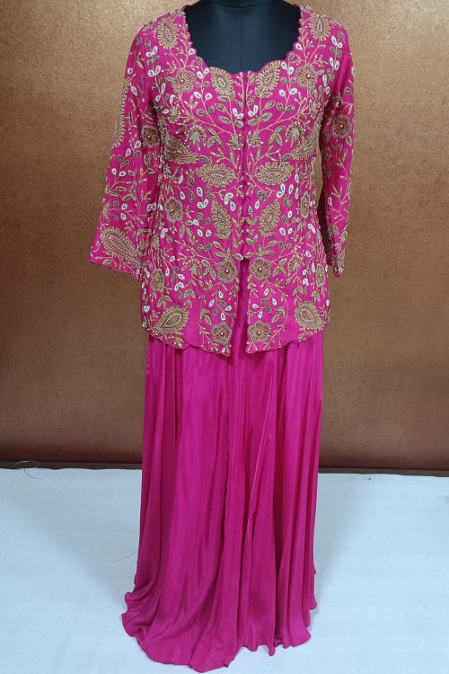 Label T2 Designer Jacket with Plazo: Heavy Hand Embroidery
