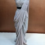 Label T2 Designer Drape Saree with Heavy Embroidery Blouse