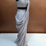 Label T2 Designer Drape Saree with Heavy Embroidery Blouse - Image 2