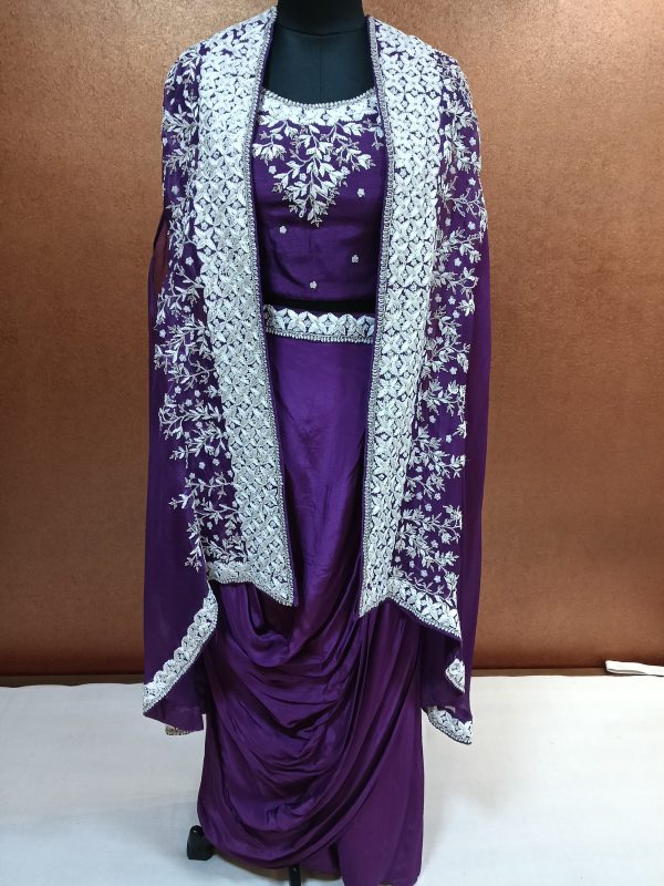 Label T2 Designer Cape Bustair with Drape Skirt