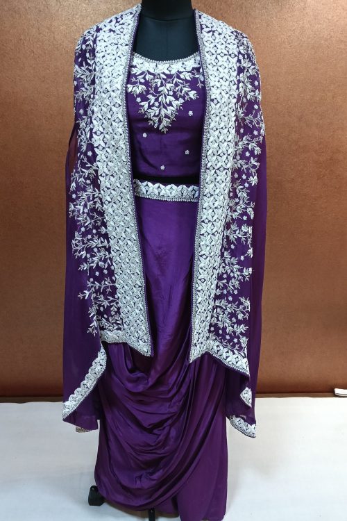 Label T2 Designer Cape Bustair with Drape Skirt