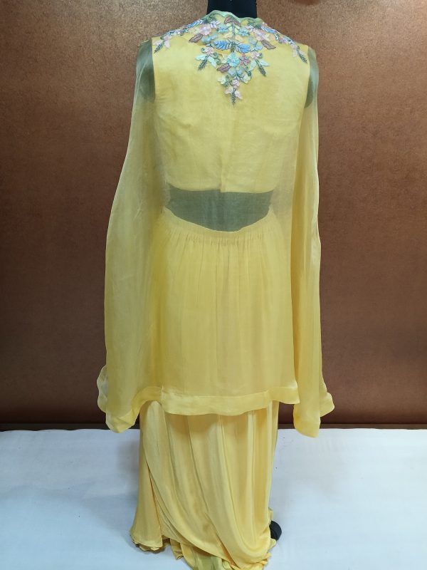 Label T2 Designer Cape Bustair with Drape Skirt Hand Embroidery - Image 3