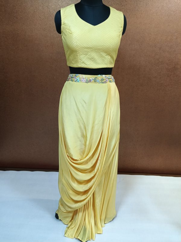 Label T2 Designer Cape Bustair with Drape Skirt Hand Embroidery - Image 4