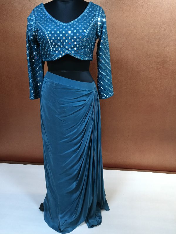 Label T2 Designer Cape Bustair with Drape Skirt. Heavy mirror work - Image 4