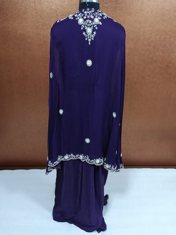 Label T2 Designer Cape Bustair with Drape Skirt. Heavy Hand Embroidery - Image 3