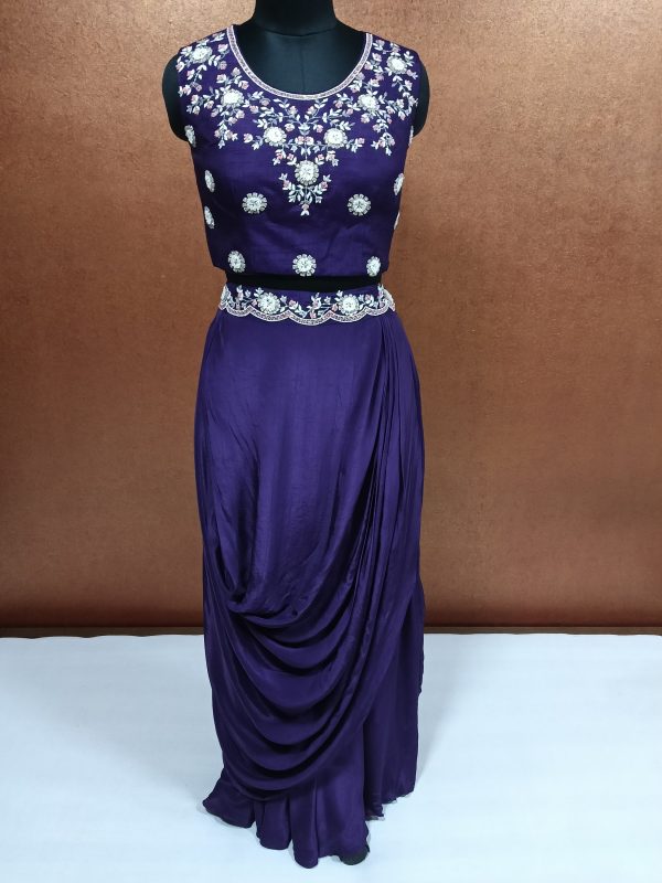 Label T2 Designer Cape Bustair with Drape Skirt. Heavy Hand Embroidery - Image 4