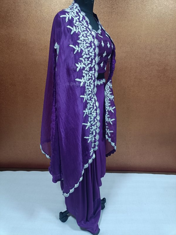 Label T2 Designer Cape Bustair with Drape Skirt: Heavy Hand Embroidery - Image 2