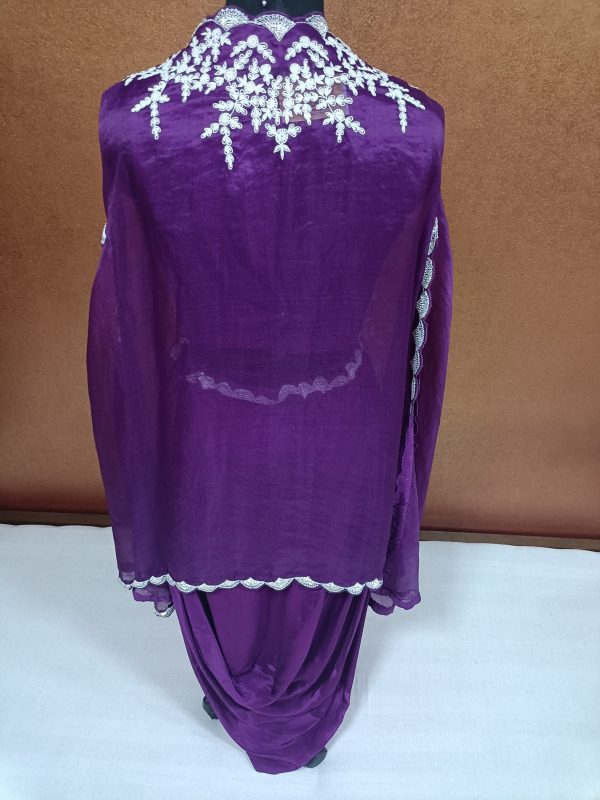 Label T2 Designer Cape Bustair with Drape Skirt: Heavy Hand Embroidery - Image 3