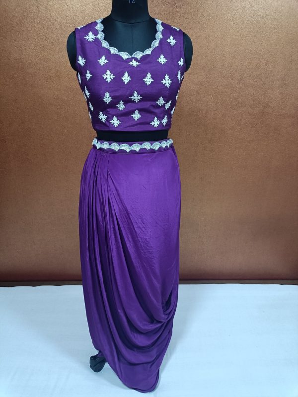Label T2 Designer Cape Bustair with Drape Skirt: Heavy Hand Embroidery - Image 4