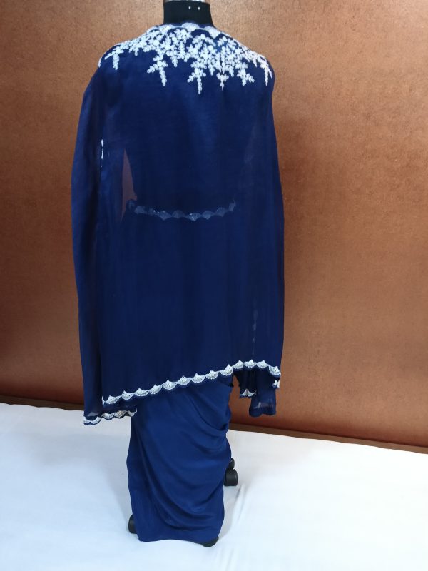 Label T2 Designer Cape Bustair with Drape Skirt intensive hand embroidery - Image 2
