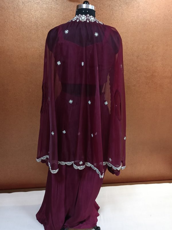 Label T2 Designer Cape Bustair with Drape Skirt Exclusive Hand Embroidery - Image 3