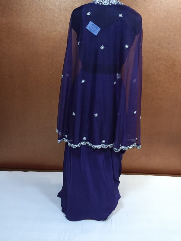 Label T2 Designer Cape Bustair with Drape Skirt Exclusive Hand Embroidery - Image 4