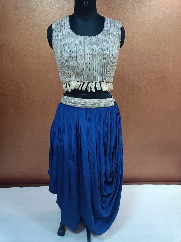 Label T2 Designer Cape Bustair with Drape Skirt. Heavy hand Embroidery