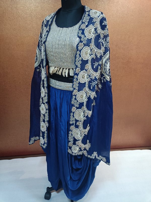 Label T2 Designer Cape Bustair with Drape Skirt. Heavy hand Embroidery - Image 3