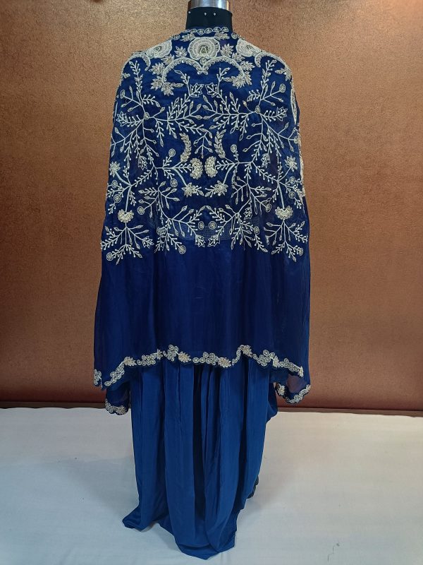 Label T2 Designer Cape Bustair with Drape Skirt. Heavy hand Embroidery - Image 4