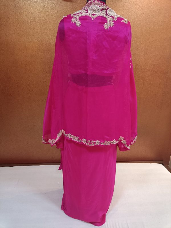 Label T2 Designer Cape Bustair with Drape Skirt Heavy Hand Embroidery - Image 3