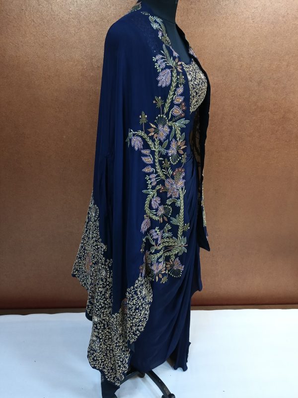 Label T2 Designer Cape Bustair with Drape Skirt Heavy Hand Embroidery - Image 2