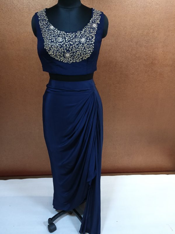 Label T2 Designer Cape Bustair with Drape Skirt Heavy Hand Embroidery - Image 4