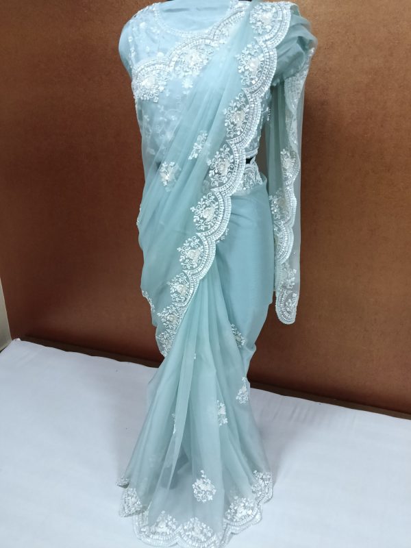 Label T2 Designer Saree with beautiful Hand Embroidery - Image 2