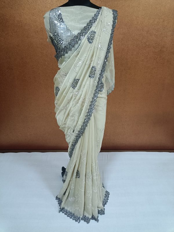 Label T2 Designer Saree with exclusive Hand Embroidery