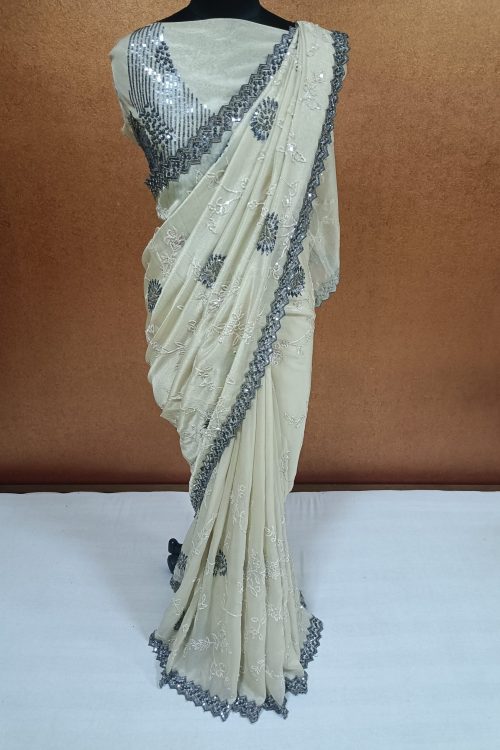 Label T2 Designer Saree with exclusive Hand Embroidery