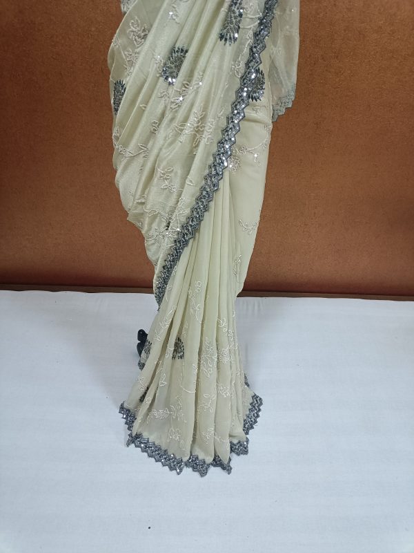 Label T2 Designer Saree with exclusive Hand Embroidery - Image 2