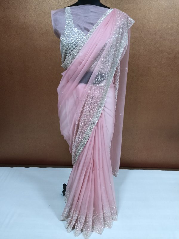 Label T2 Designer Saree with Hand Embroidery - Image 2