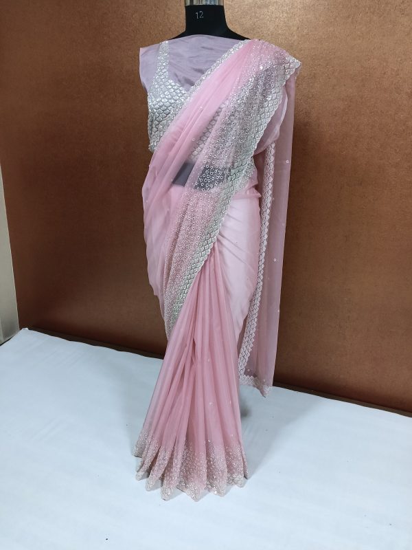 Label T2 Designer Saree with Hand Embroidery - Image 3